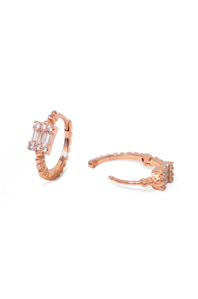 Mannash Cherished Cluster Rose Gold Plated Sterling Silver Hoop Earrings : MZREH706D1681