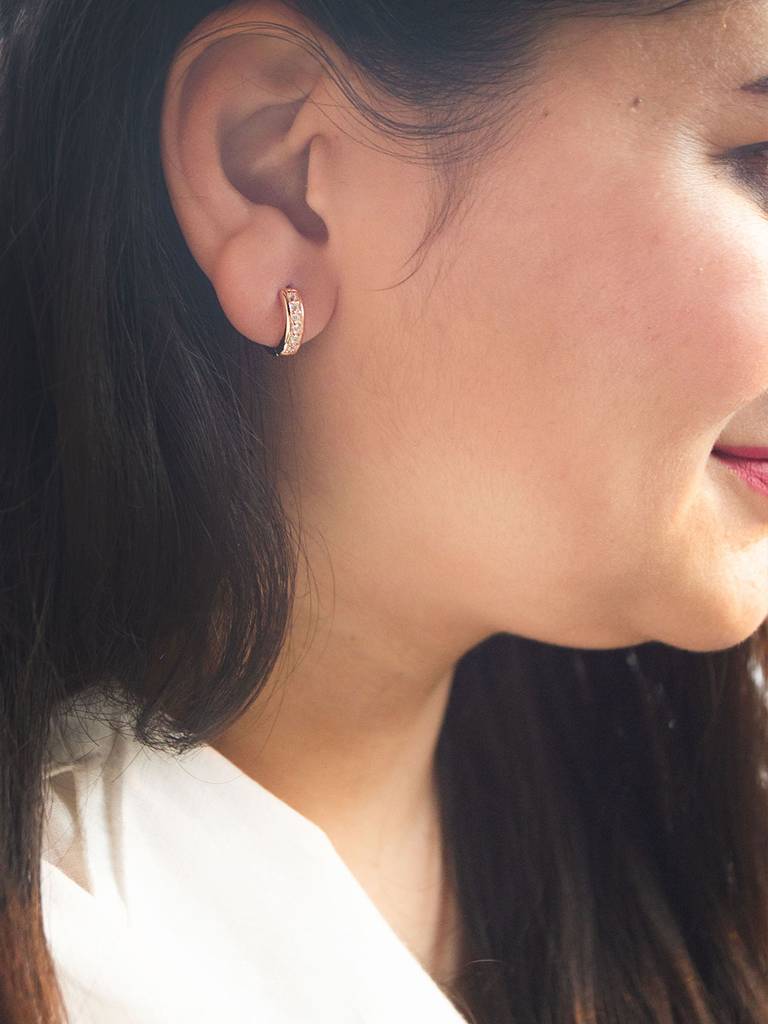 Mannash Classic Beauty Rose Gold Plated Sterling Silver Hoop Earrings : MZREH742D1739