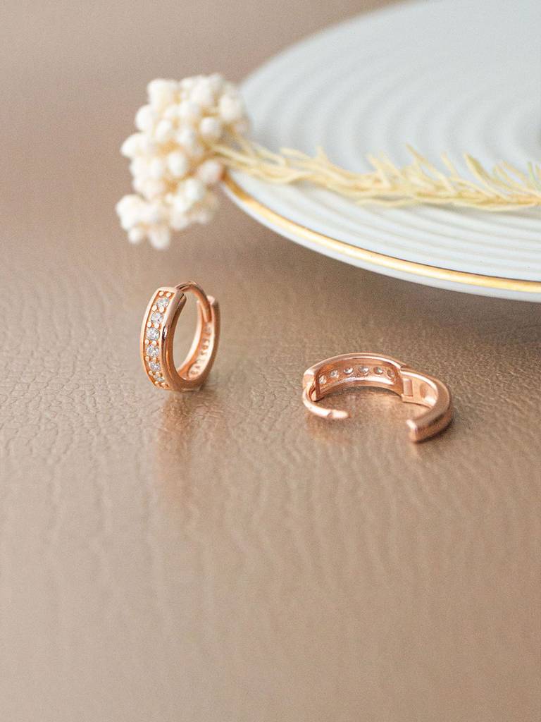 Mannash Classic Beauty Rose Gold Plated Sterling Silver Hoop Earrings : MZREH742D1739