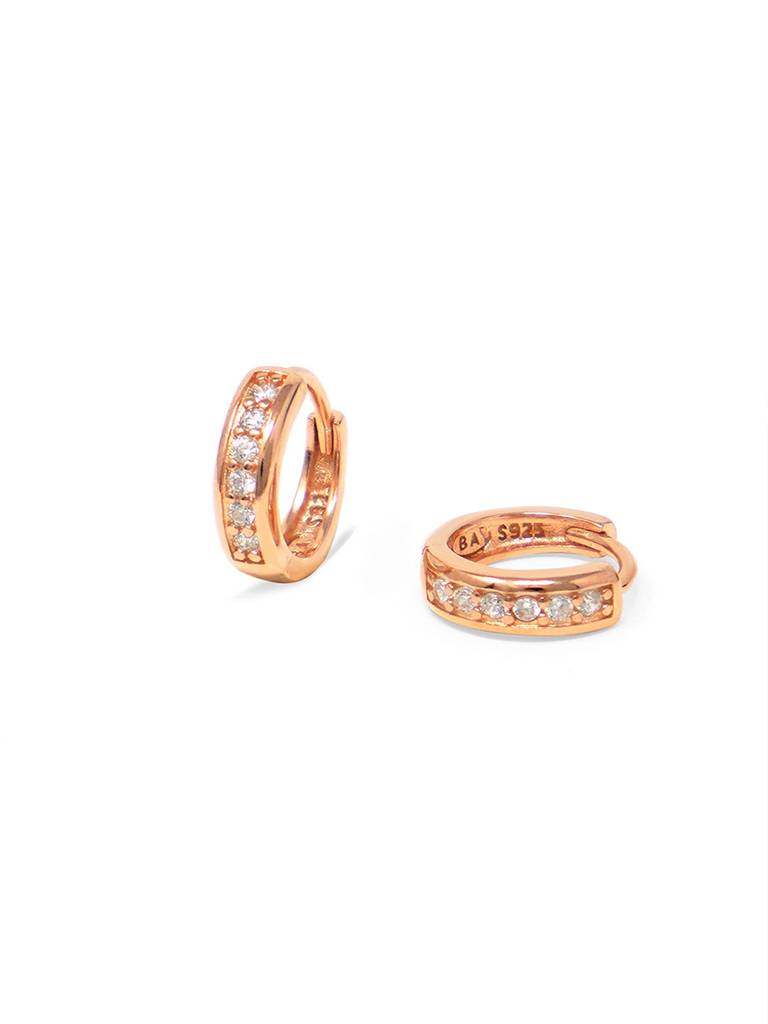 Mannash Classic Beauty Rose Gold Plated Sterling Silver Hoop Earrings : MZREH742D1739