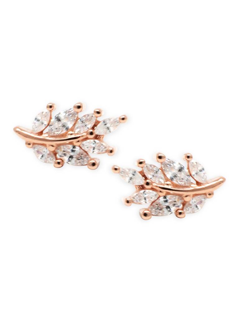 Leaf Trail Rose Gold Plated Sterling Silver Earrings : MZRES348D764