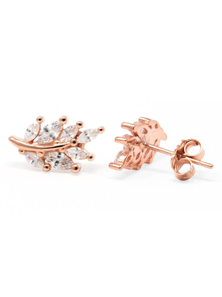 Leaf Trail Rose Gold Plated Sterling Silver Earrings : MZRES348D764
