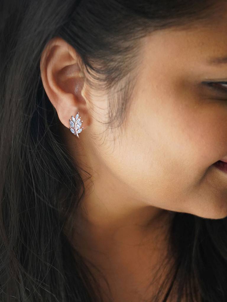 Leaf Trail Rose Gold Plated Sterling Silver Earrings : MZRES348D764