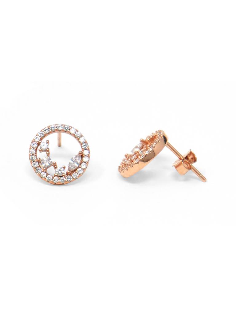 Mannash Blossom Circle Rose Gold Plated Sterling Silver Stud Earrings : MZRES386D850