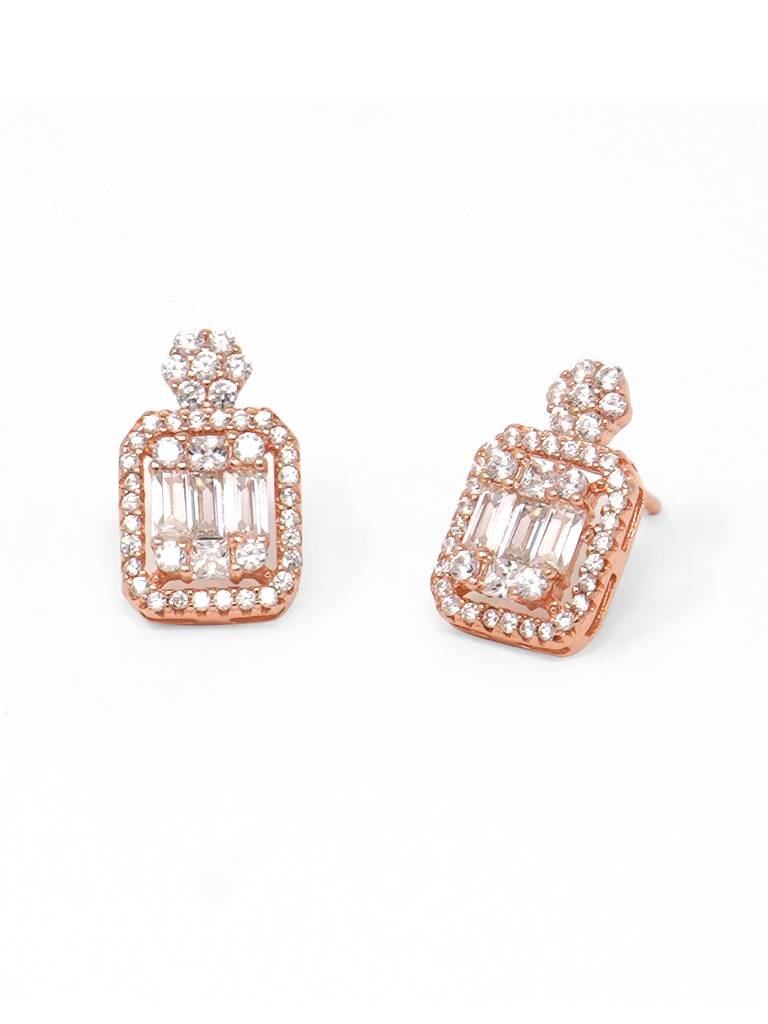 Mannash Let's Shine Rose Gold Plated 925 Sterling Silver Stud Earrings