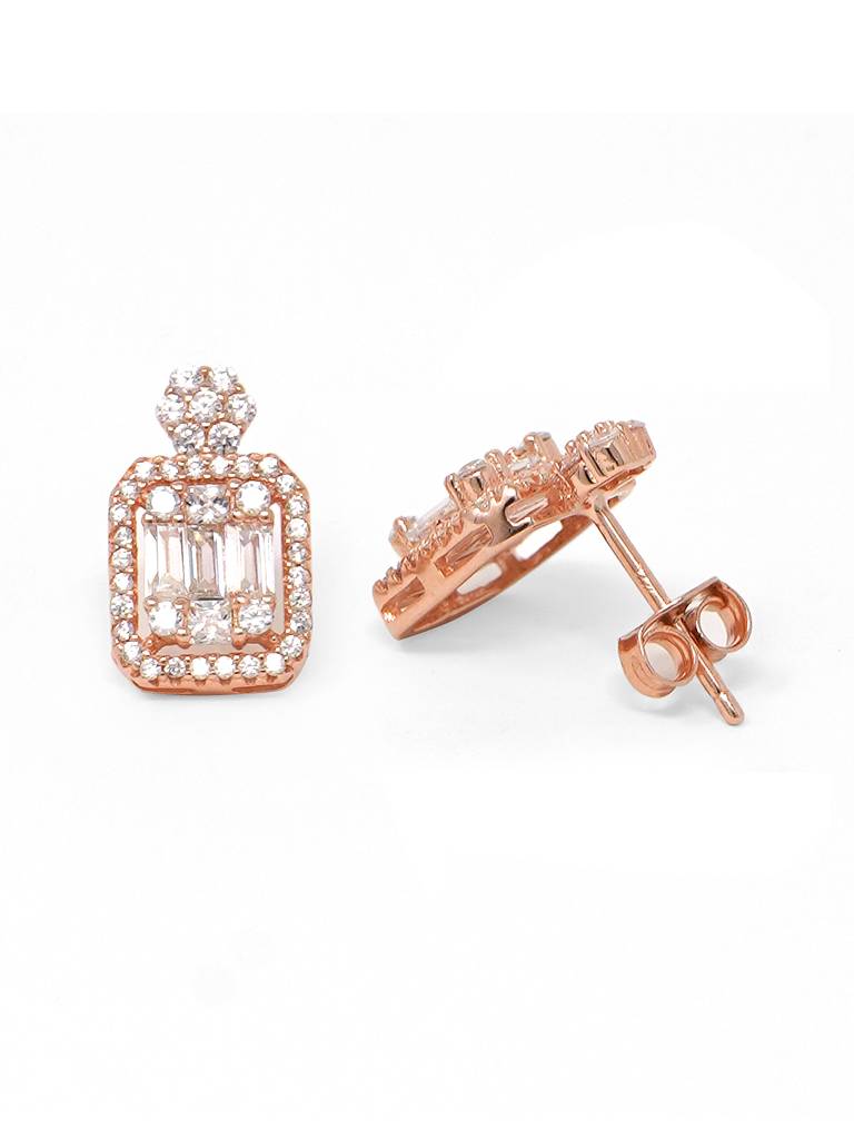 Mannash Let's Shine Rose Gold Plated 925 Sterling Silver Stud Earrings