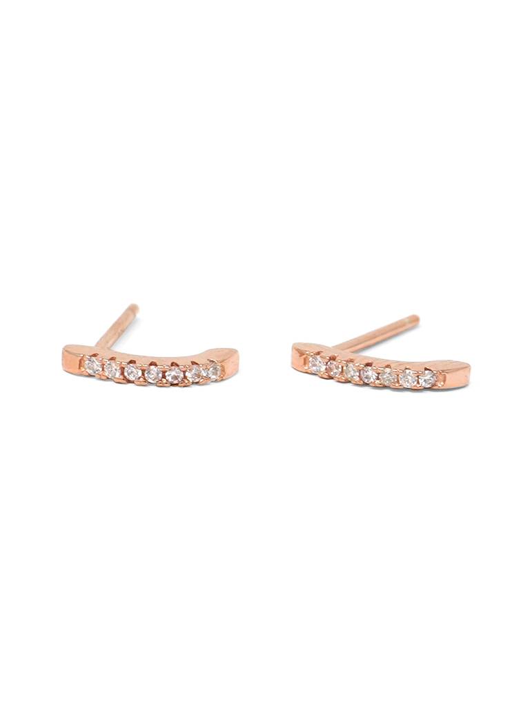 Mannash Dainty Line Rose Gold Plated 925 Sterling Silver Stud Earrings