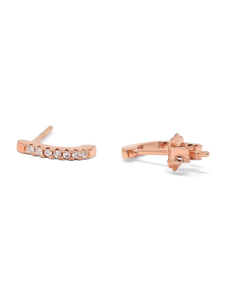 Mannash Dainty Line Rose Gold Plated 925 Sterling Silver Stud Earrings
