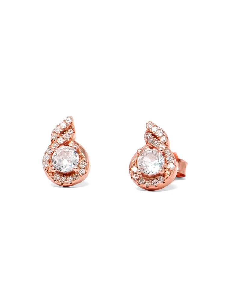 Mannash Stellar Solitaire Rose Gold Plated 925 Sterling Silver Stud Earrings