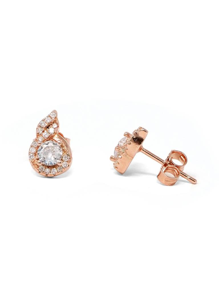 Mannash Stellar Solitaire Rose Gold Plated 925 Sterling Silver Stud Earrings