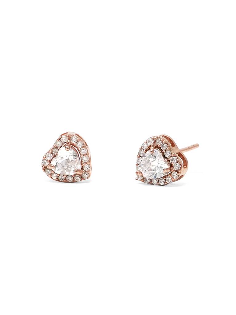 Mannash Heart Solitaire Rose Gold Plated 925 Sterling Silver Stud Earrings