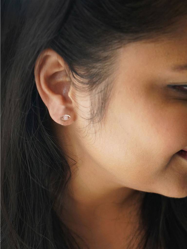Mannash Cluster Eye Rose Gold Plated Sterling Silver Stud Earrings : MZRES505D1176