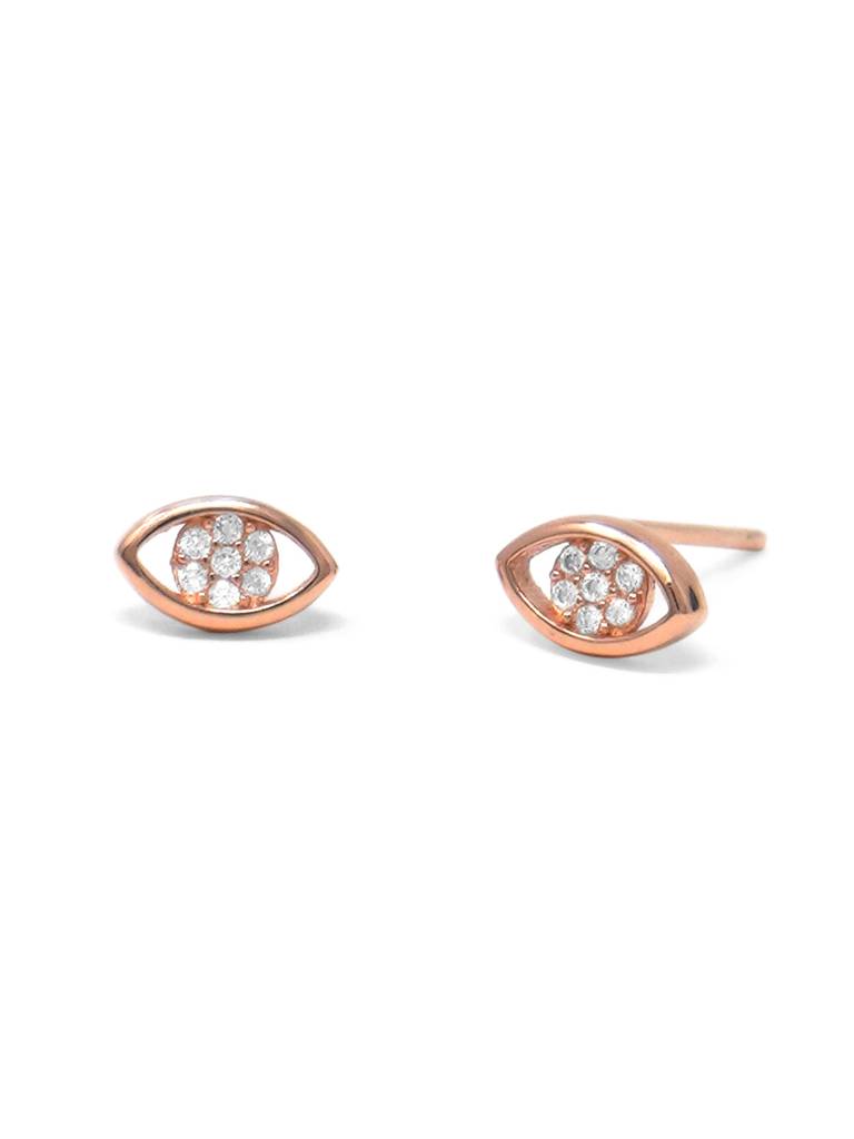 Mannash Cluster Eye Rose Gold Plated Sterling Silver Stud Earrings : MZRES505D1176
