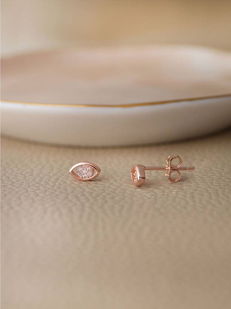 Mannash Cluster Eye Rose Gold Plated Sterling Silver Stud Earrings : MZRES505D1176