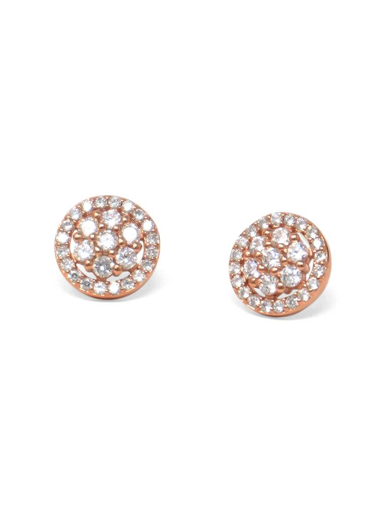 Radiant Cluster Rose Gold Plated Sterling Silver Stud Earrings