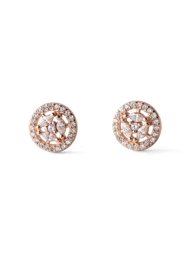 Mannash Circular Floret Rose Gold Plated Sterling Silver Stud Earrings : MZRES596D1431