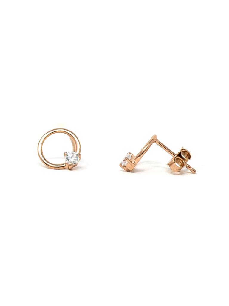 Mannash Circle With A Spark Rose Gold Plated Sterling Silver Stud Earrings : MZRES607D1454