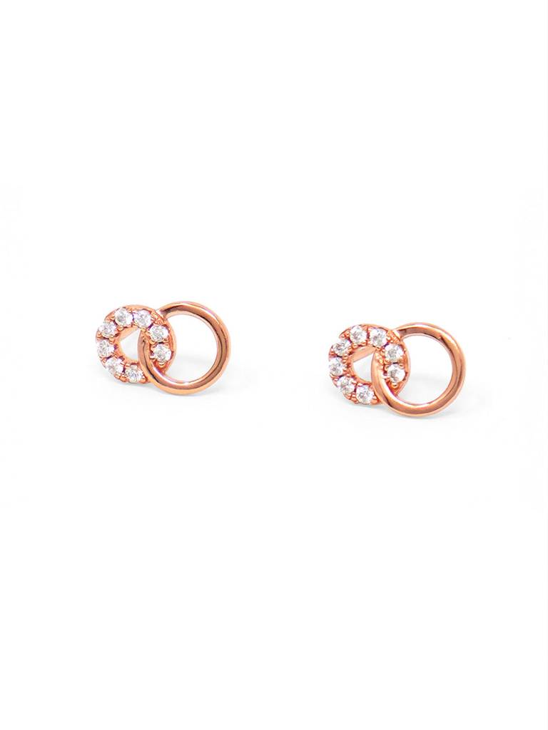Mannash Circle Play Rose Gold Plated Sterling Silver Stud Earrings : MZRES714D1697