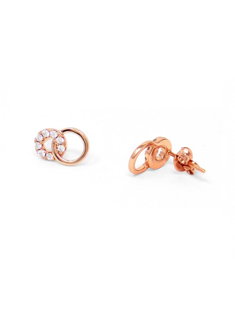 Mannash Circle Play Rose Gold Plated Sterling Silver Stud Earrings : MZRES714D1697