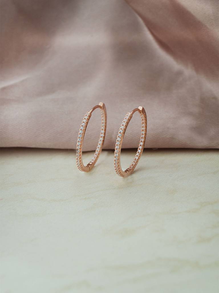 Mannash Hoopla Hoop Rose Gold Plated Sterling Silver Hoop Earrings : MZREH884D2066
