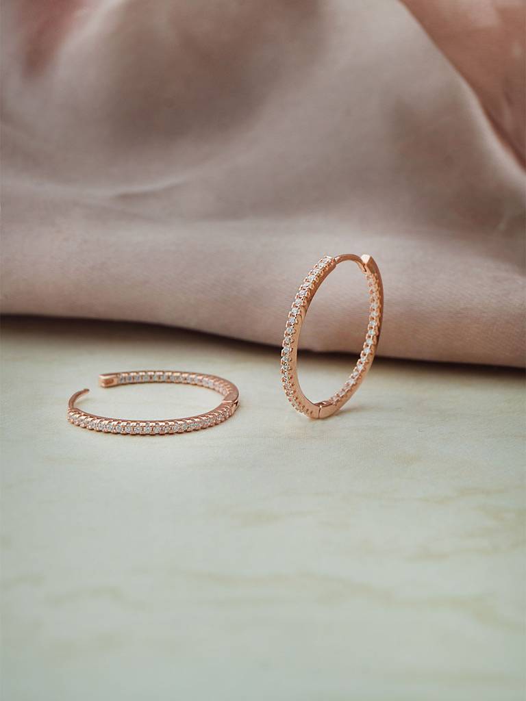 Mannash Hoopla Hoop Rose Gold Plated Sterling Silver Hoop Earrings : MZREH884D2066