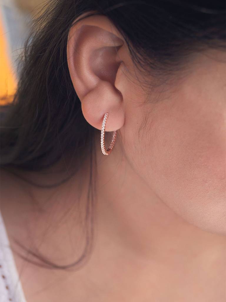 Mannash Hoopla Hoop Rose Gold Plated Sterling Silver Hoop Earrings : MZREH884D2066