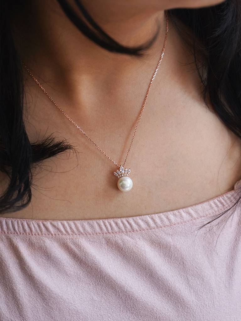 Pearl With A Crown Sterling Silver Pendant Set : MZRJPS259D506