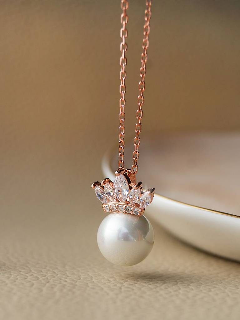 Pearl With A Crown Sterling Silver Pendant Set : MZRJPS259D506