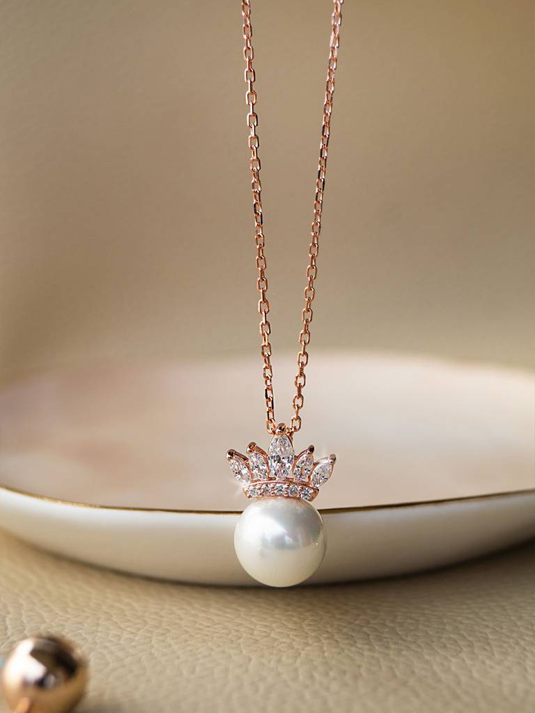 Pearl With A Crown Sterling Silver Pendant Set : MZRJPS259D506