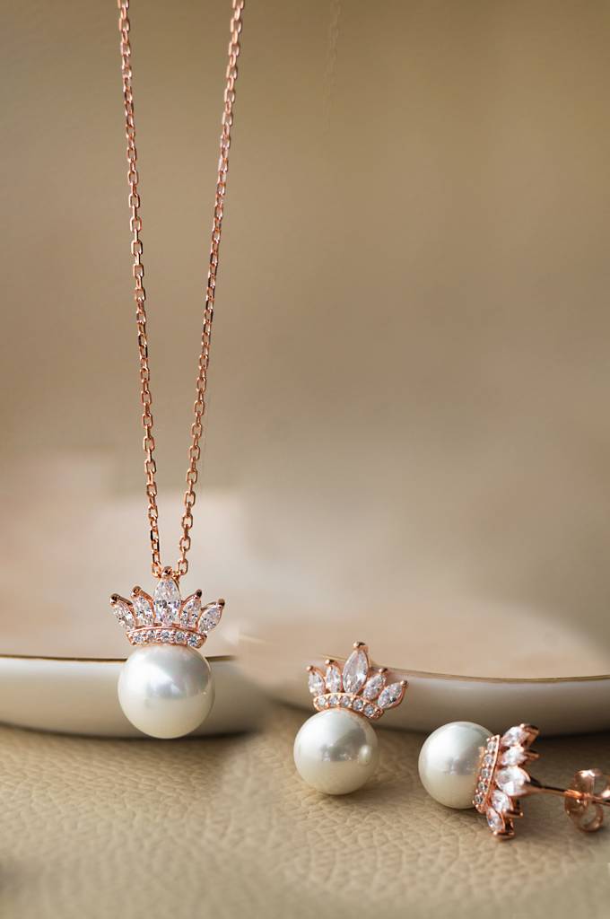 Pearl With A Crown Sterling Silver Pendant Set : MZRJPS259D506