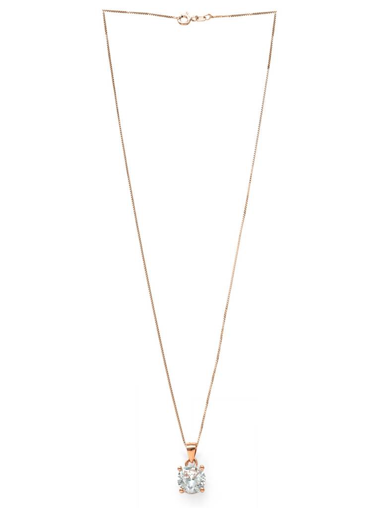 Classic Solitaire Rose Gold Plated Sterling Silver Pendant Set With Chain : MZSJPSC451D1065