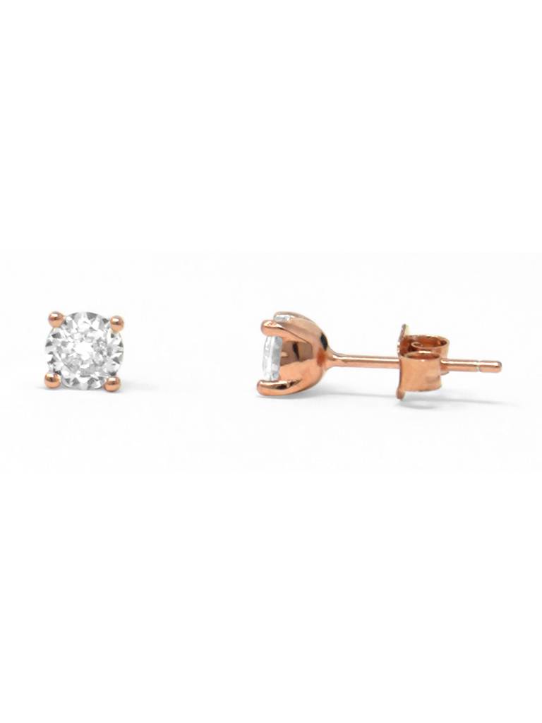 Classic Solitaire Rose Gold Plated Sterling Silver Pendant Set With Chain : MZSJPSC451D1065