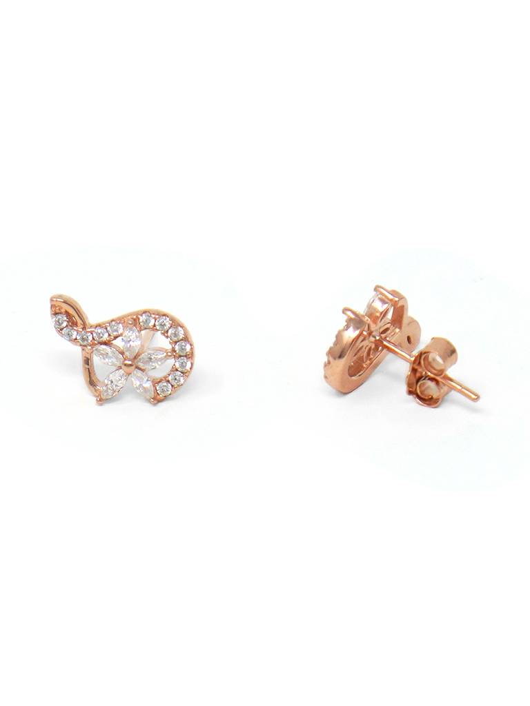 Mannash Swirling Flower Rose Gold Plated Sterling Silver Pendant Set : MZRJPSC710D1693