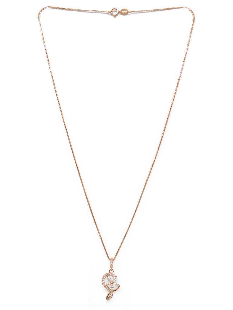 Mannash Swirling Flower Rose Gold Plated Sterling Silver Pendant Set : MZRJPSC710D1693