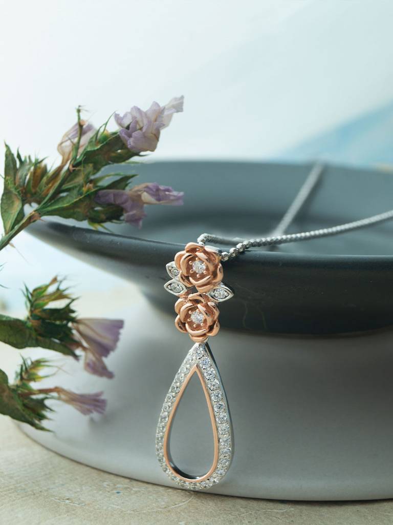 Mannash Garden Of Happiness Silver & Rose Gold Plated Sterling Silver Pendant Set : MZRJPSC886D2055