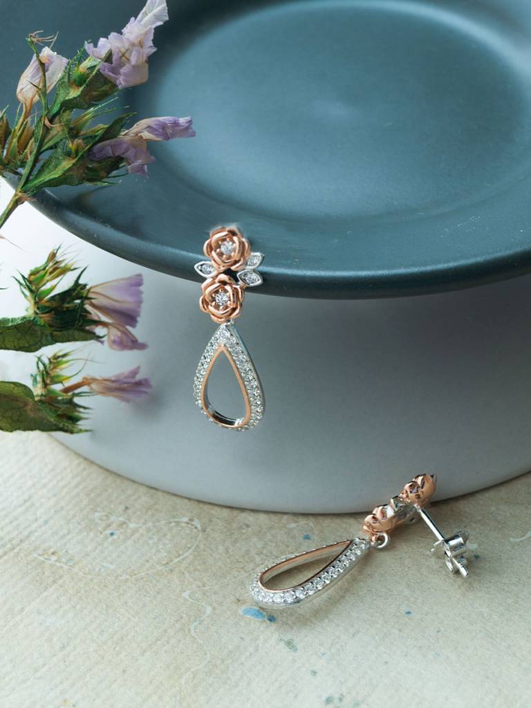Mannash Garden Of Happiness Silver & Rose Gold Plated Sterling Silver Pendant Set : MZRJPSC886D2055