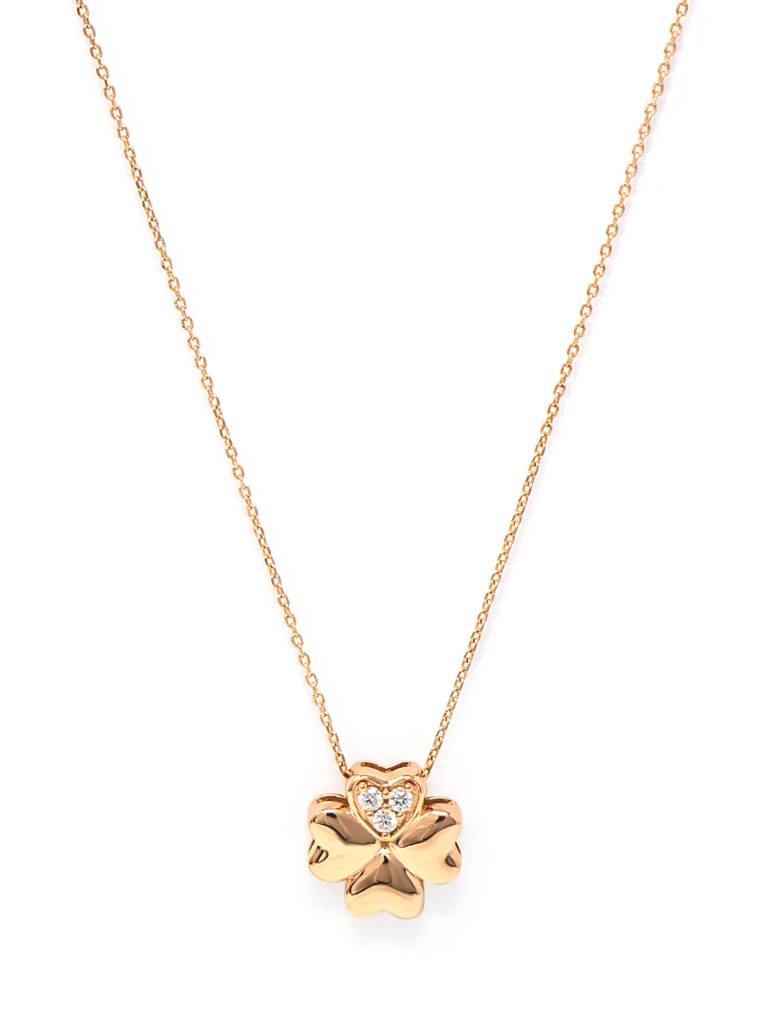 Mannash Good Luck Clover Rose Gold Plated Sterling Silver Pendant Chain Necklace : MZRNCP216D435