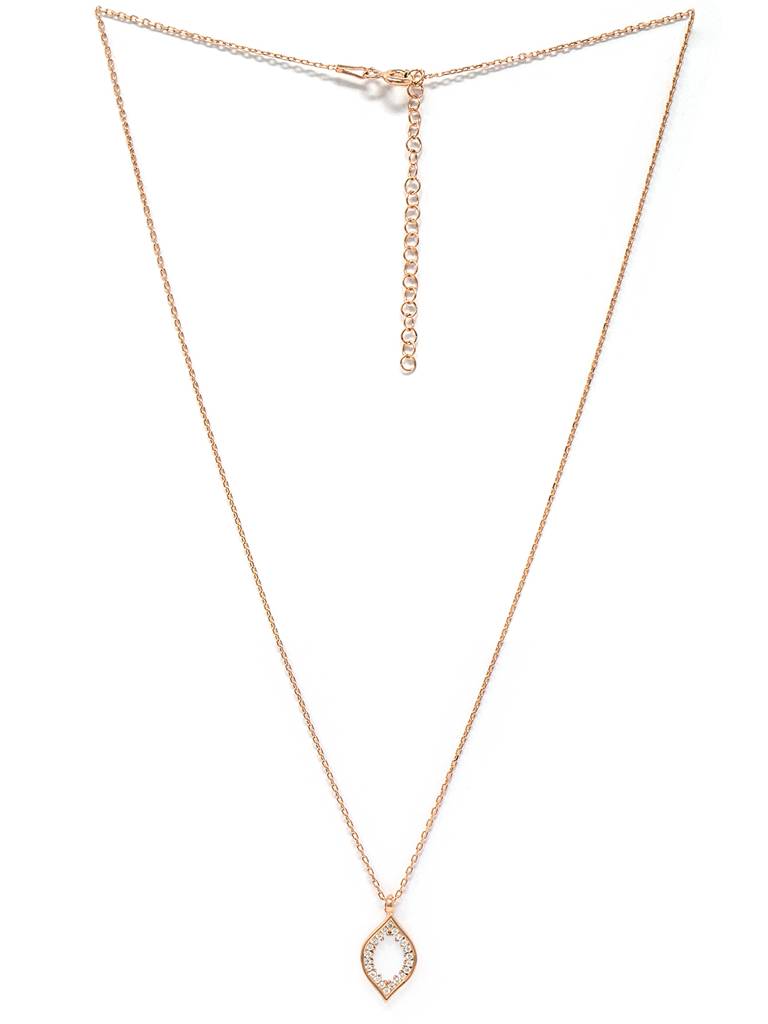 Sparkling Evil Eye Rose Gold Plated Sterling Silver Pendant Necklace : MZRNCP221D442