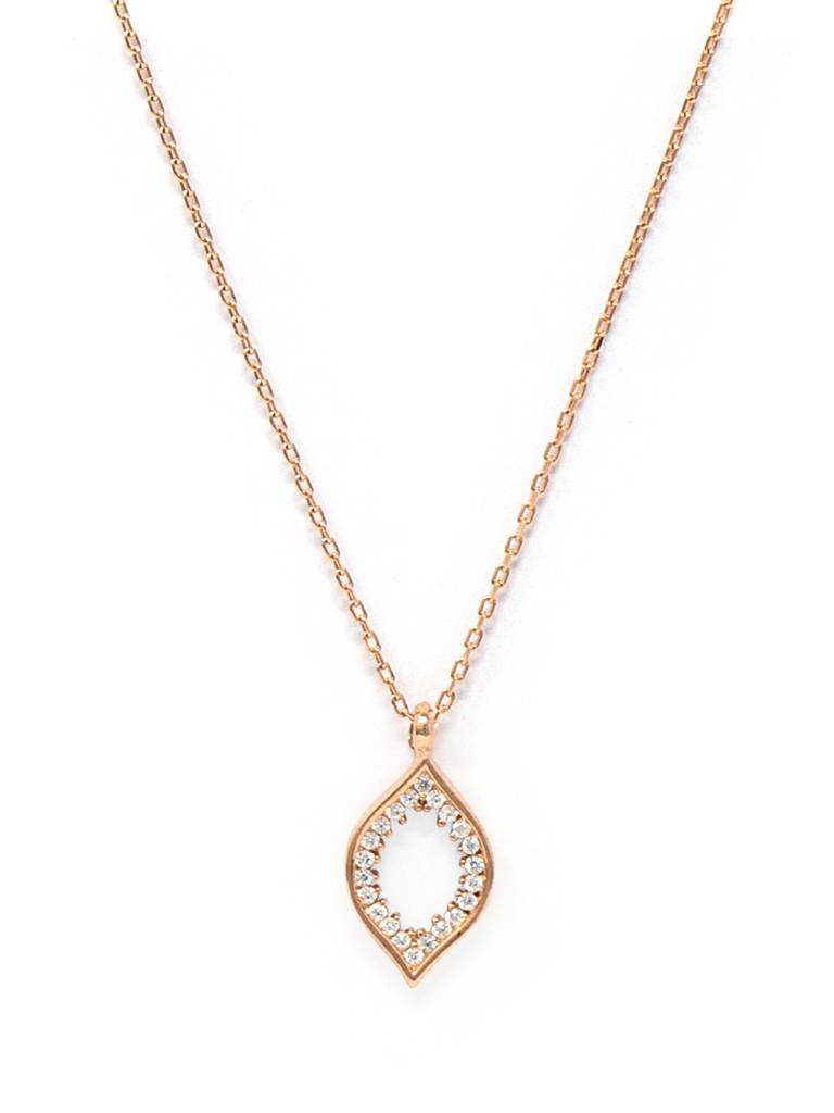 Sparkling Evil Eye Rose Gold Plated Sterling Silver Pendant Necklace : MZRNCP221D442