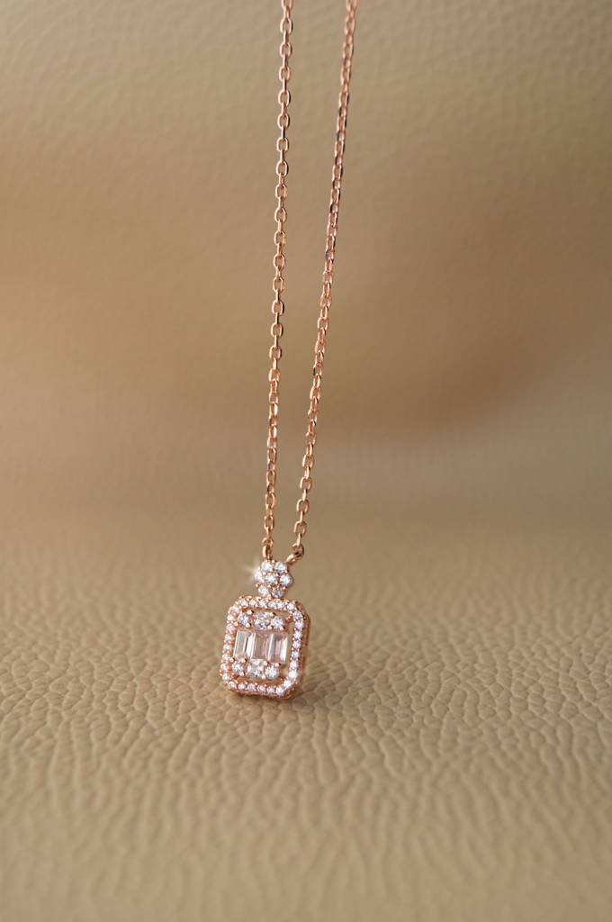 Let'S Shine Rose Gold Plated Sterling Silver Pendant Chain Necklace : MZRNCP409D931