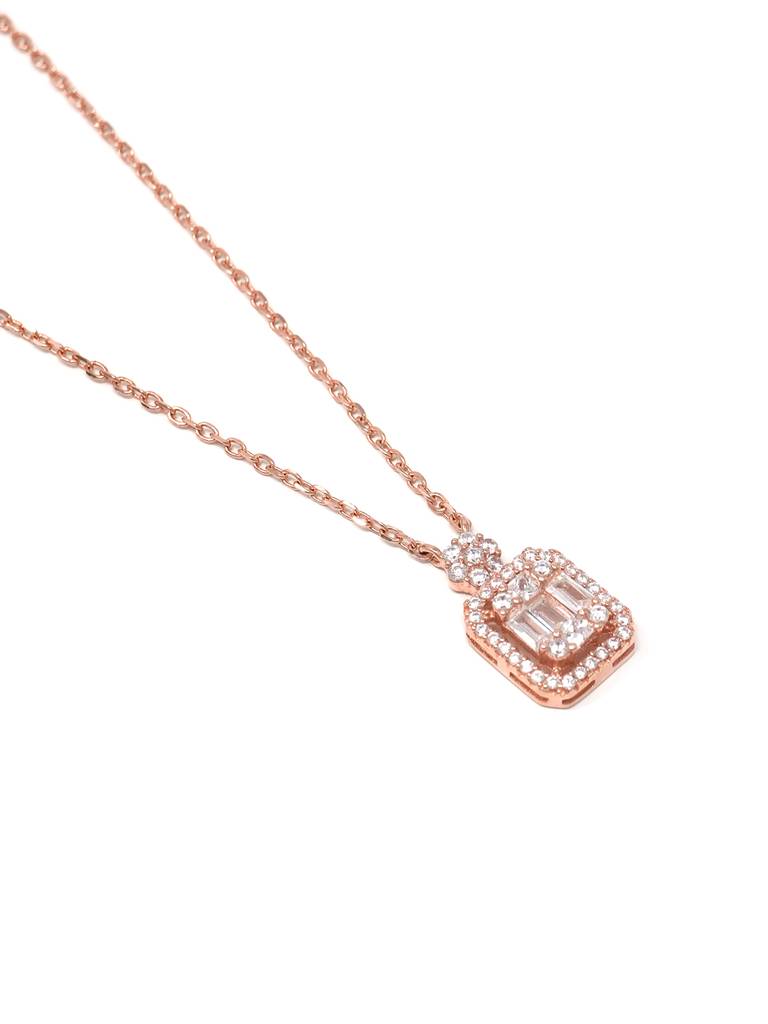 Let'S Shine Rose Gold Plated Sterling Silver Pendant Chain Necklace : MZRNCP409D931
