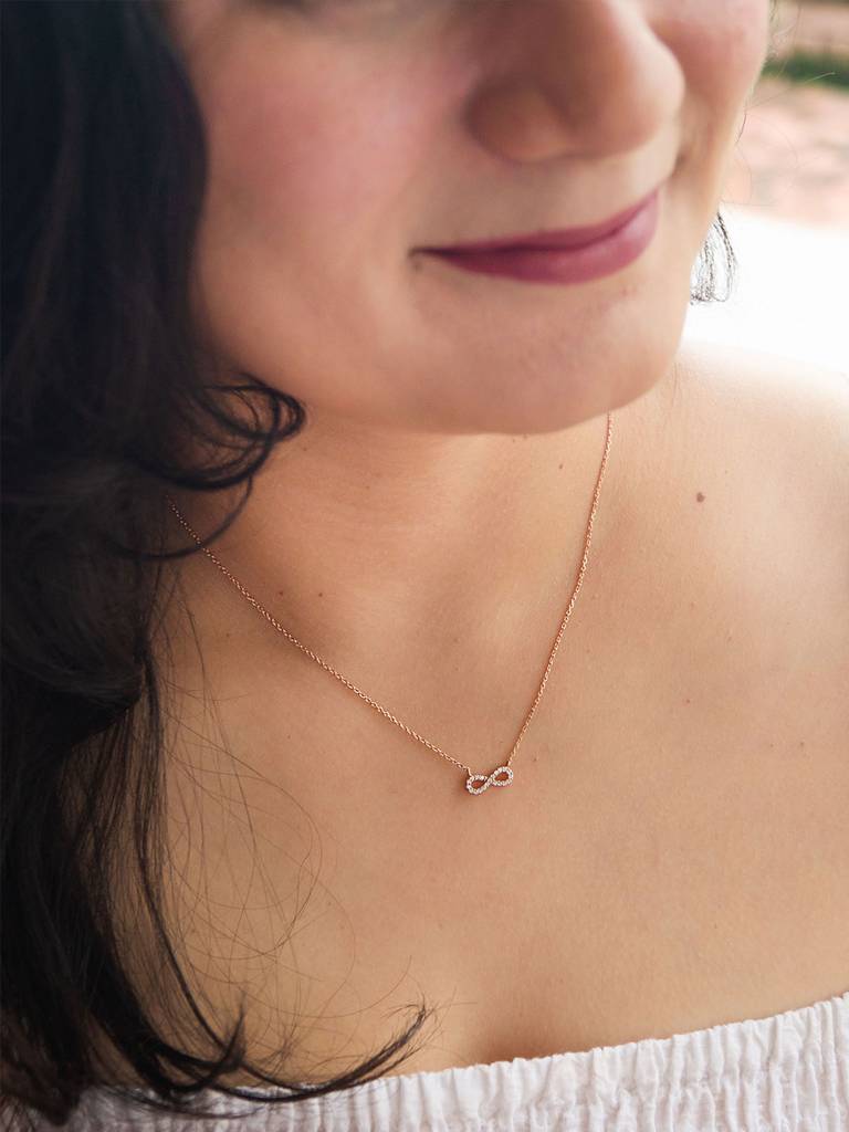 Pretty Tiny Infinity Rose Gold Plated Sterling Silver Chain Necklace : MZRNCP615D1471