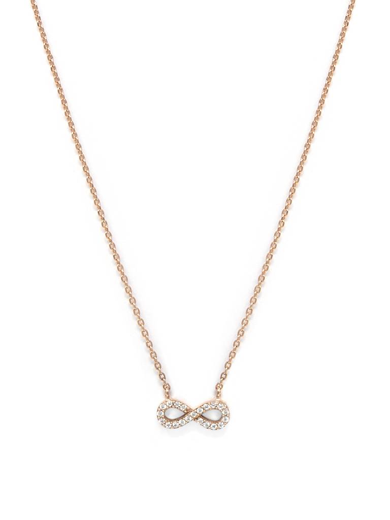 Pretty Tiny Infinity Rose Gold Plated Sterling Silver Chain Necklace : MZRNCP615D1471