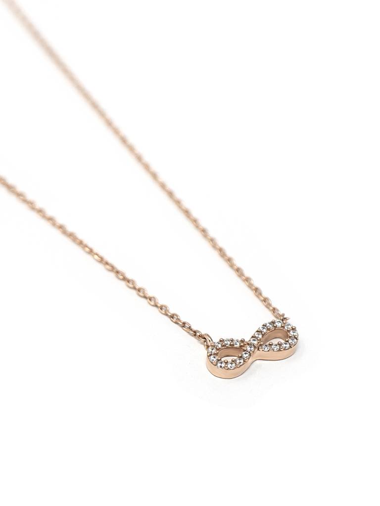 Pretty Tiny Infinity Rose Gold Plated Sterling Silver Chain Necklace : MZRNCP615D1471