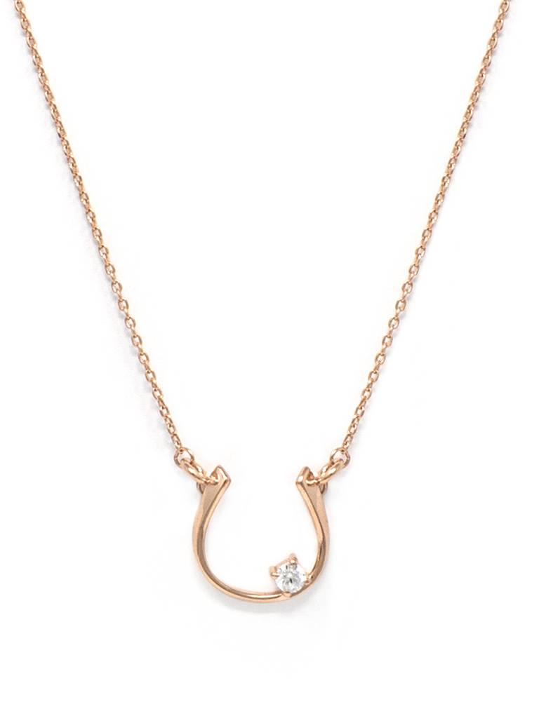 Mannash Horse Shoe Shine Rose Gold Plated Sterling Silver Chain Necklace : MZRNCP617D1475