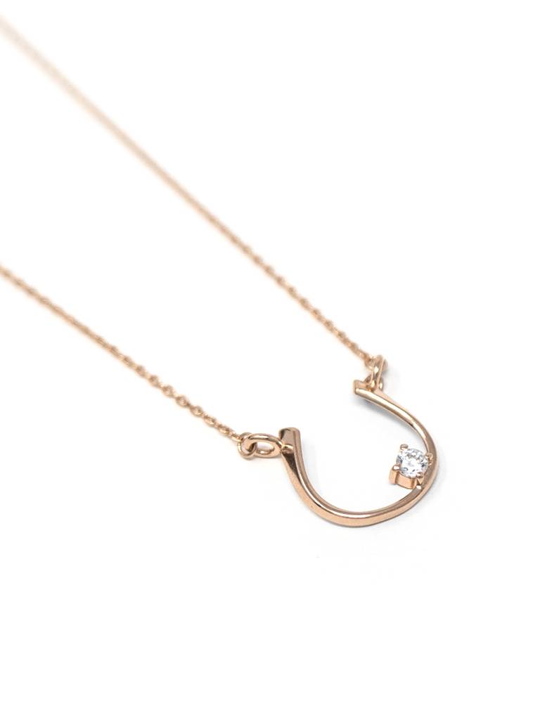 Mannash Horse Shoe Shine Rose Gold Plated Sterling Silver Chain Necklace : MZRNCP617D1475