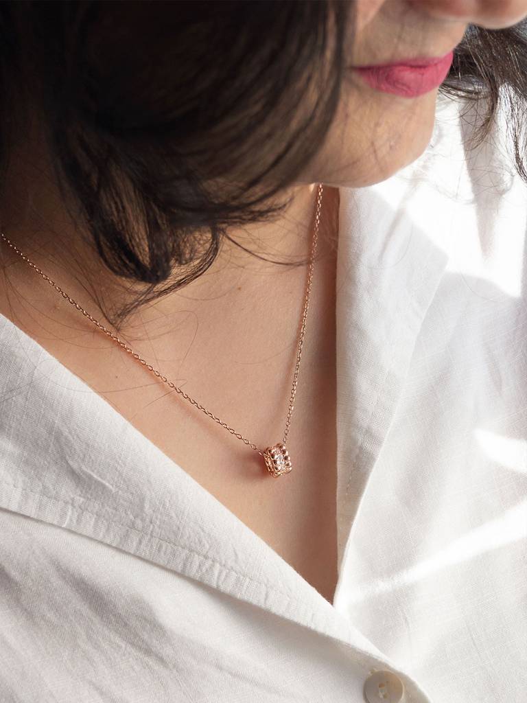 Mannash Loop Around Rose Gold Plated Sterling Silver Chain Necklace : MZRNCP699D1671