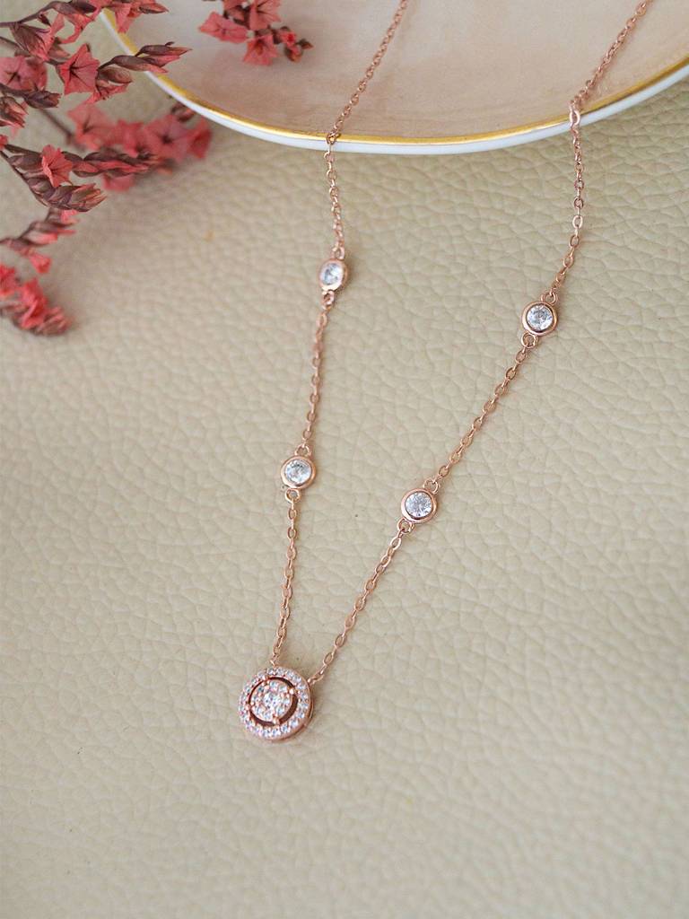 Mannash Pretty Versatile Rose Gold Plated Sterling Silver Chain Necklace : MZRNCP701D1674