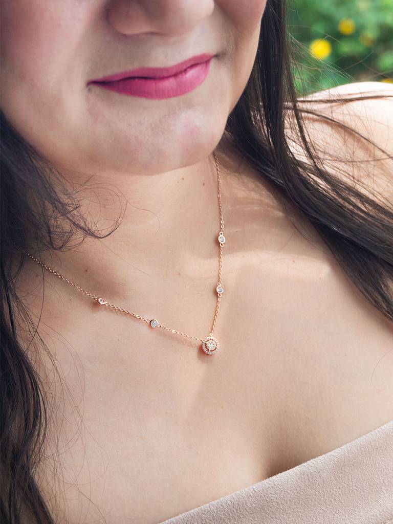 Mannash Pretty Versatile Rose Gold Plated Sterling Silver Chain Necklace : MZRNCP701D1674