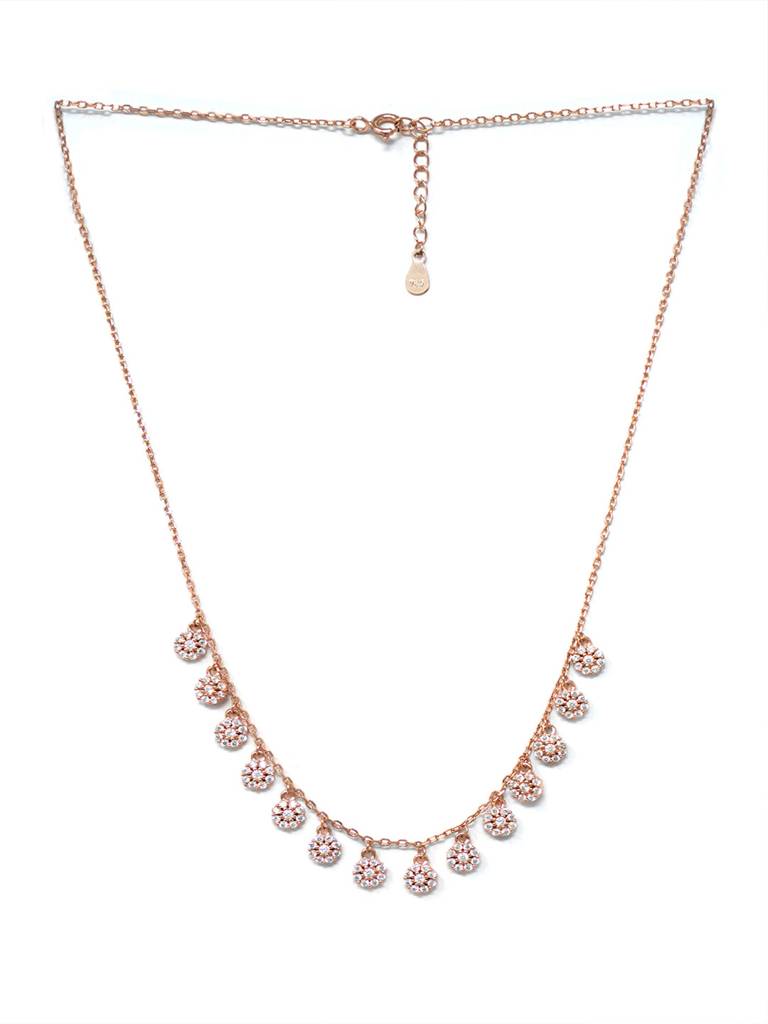 Flower Garland Rose Gold Plated Sterling Silver Chain Necklace : MZRNCP702D1675